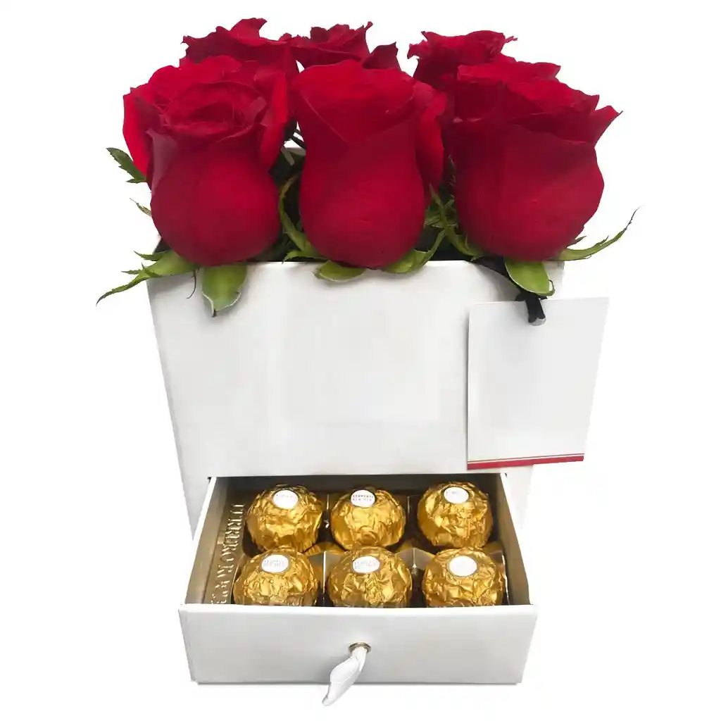 Rosas Rojas Chocolate, En Cofre De Amor