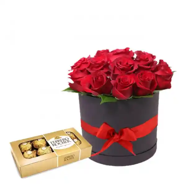 Rosas Rojas Y Chocolates En Caja