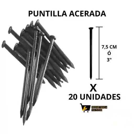 Puntilla Acerada De 7 Centímetros Con 5 Milímetros Ó 3" X 20 Unidades