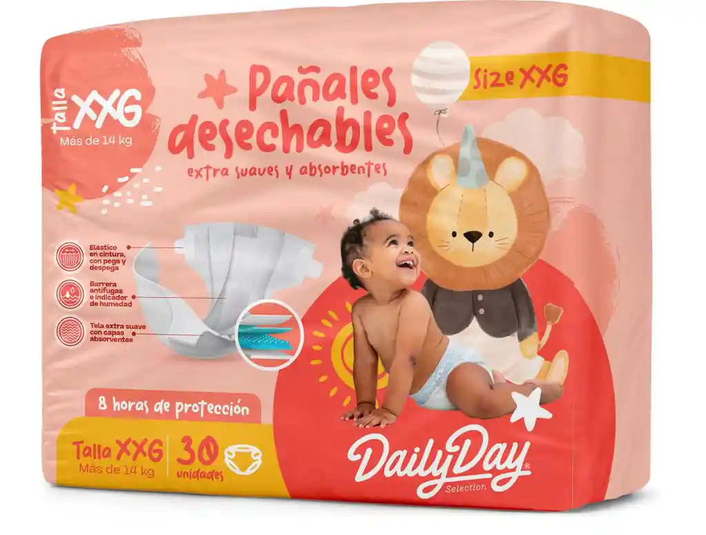 Pañales Desech Dailyday Talla Xxg*30unds