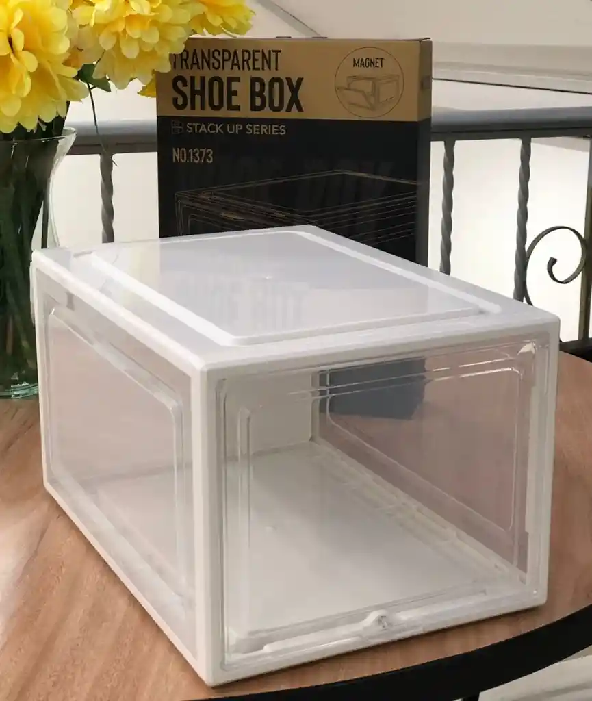 Caja Organizadora De Zapatos En Plastico Abs Y Pasta Dura Medida 25x35x20 Color Blanca