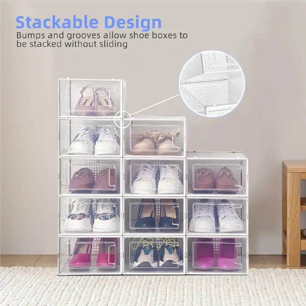 Caja Organizadora De Zapatos En Plastico Abs Y Pasta Dura Medida 25x35x20 Color Blanca