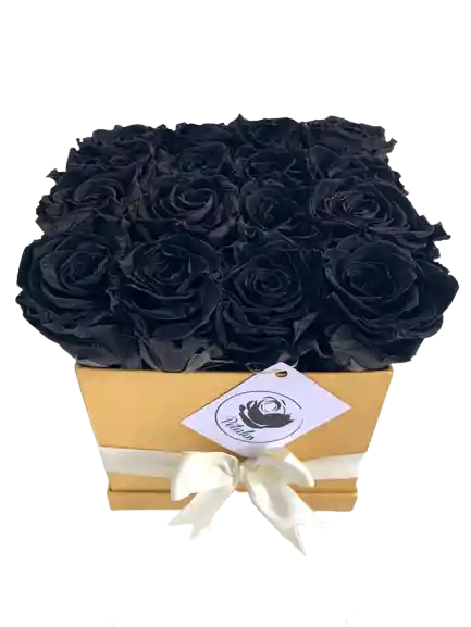 Caja Deluxe De Rosas Preservadas Negras