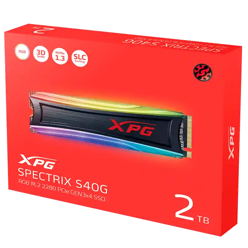 unidad solida XPG m.2 spectrix s40g rgb pcie 2tb gen 3x4