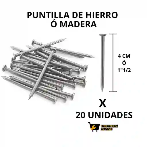 Puntilla Madera Ó Hierro 1"1/2 Ó 4 Centímetros X 20 Unidades