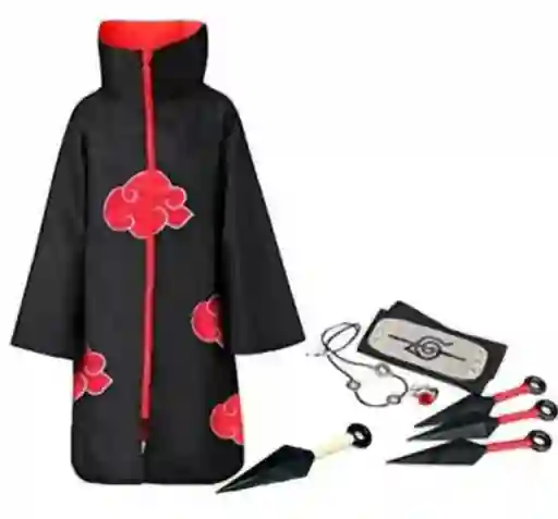 Cosplay Disfraz Itachi Naruto Akatsuki Capa + Accesorios Talla 10 - 12