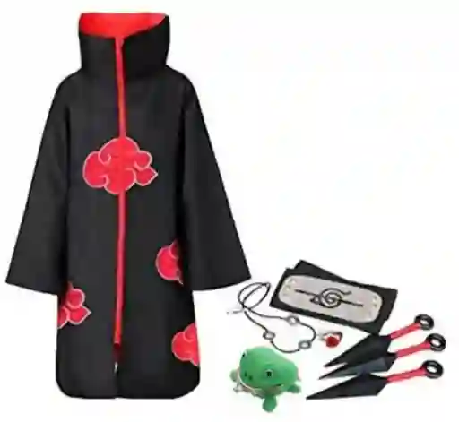 Set Capa Traje Cosplay Disfraz Akatsuki Itachi Anime Naruto Cosplay Niño Talla 10-12