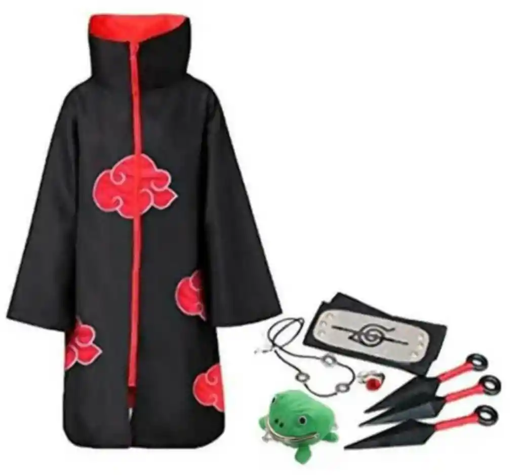 Set Capa Traje Cosplay Disfraz Akatsuki Itachi Anime Naruto Cosplay Niño Talla 10-12