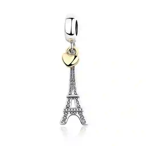 Charm Dije Torre Eiffel Corazón Fabricada En Plata 925