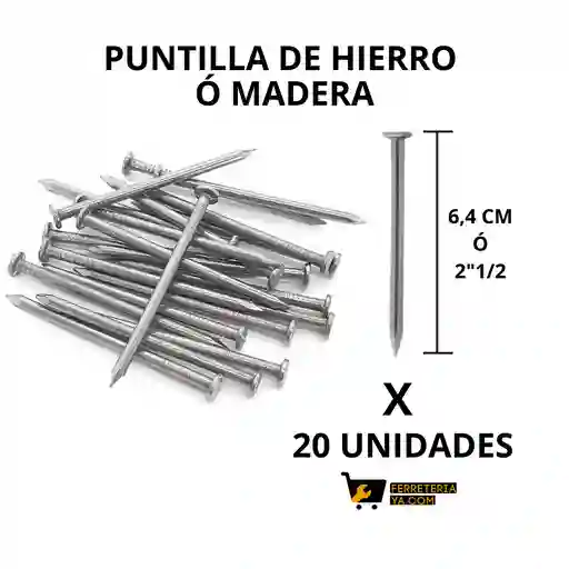 Puntilla Madera Ó Hierro 2"1/2 Ó 6,4 Centímetros X 20 Unidades