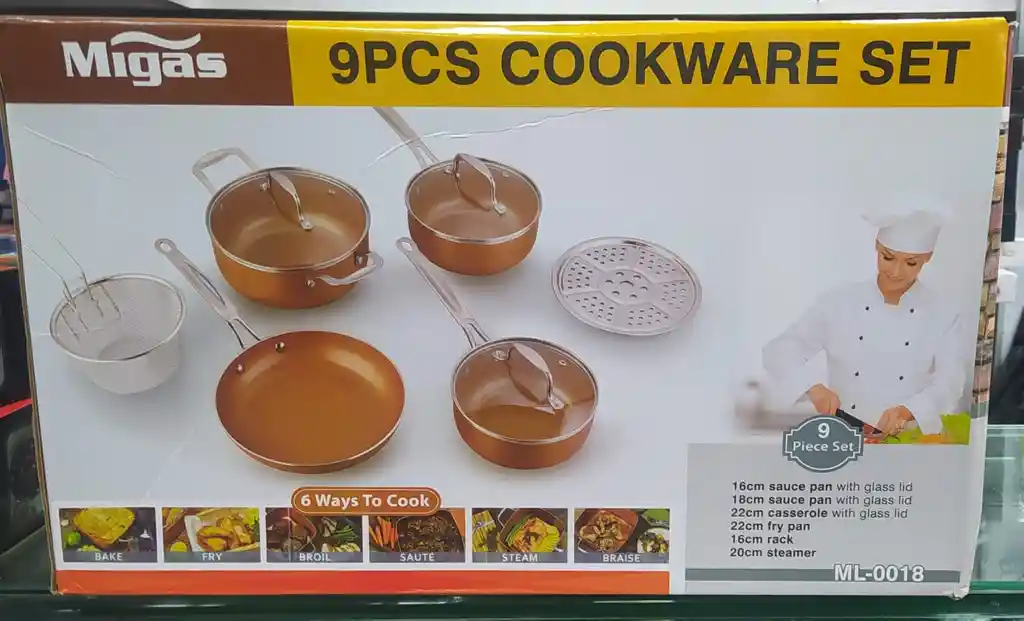 Batería De Cocina 9 Piezas Square Pan Hi-techceramic Nonstick Coating Anti Adherente