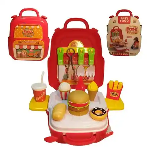 Kit Comidas Rápidas Cocina Niños Juguete Maletín