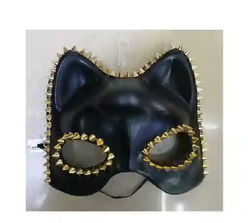 Halloween / Hora Loca Antifaz Negro Cat Con Puyas Dorada