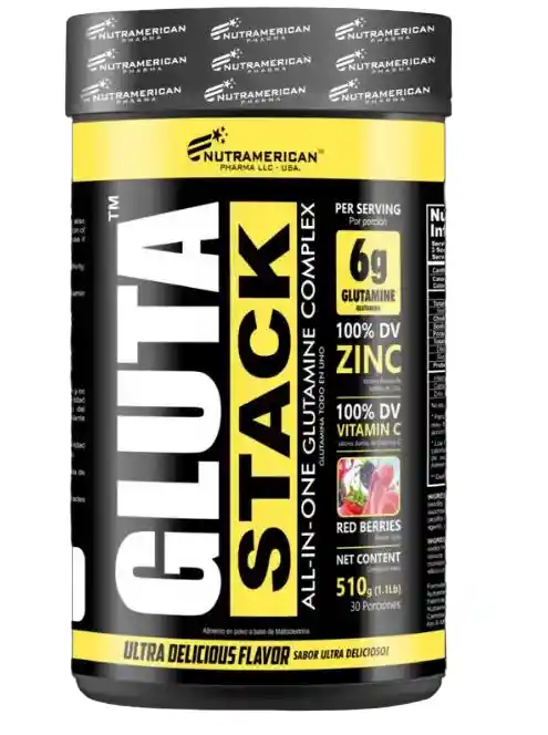 Gluta Stack Glutamina 1.1 Lb Frutos Rojos