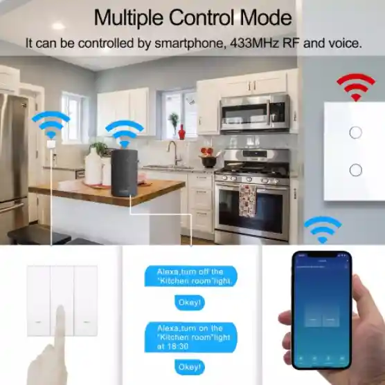 Interruptor Switch Inteligente Wifi Rf Alexa Google 3 Botones