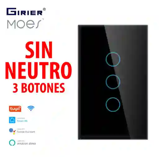 Interruptor Switch Inteligente Wifi Rf Alexa Google 3 Botones