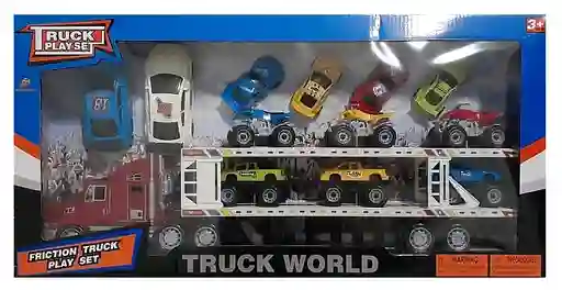 Juguete Mula Truck Con 9 Carros Y 3 Motos