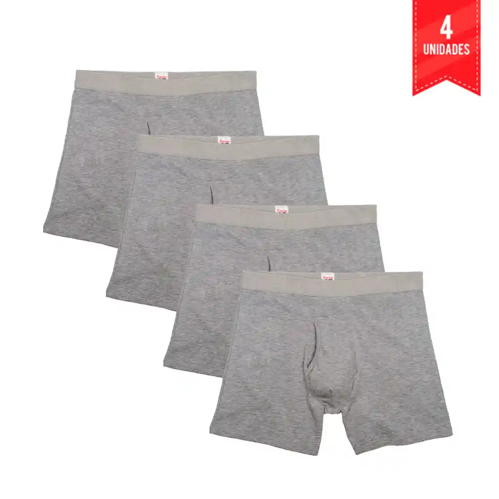 Combo X4 Bóxer Corto Hombre Talla S Gris Claro