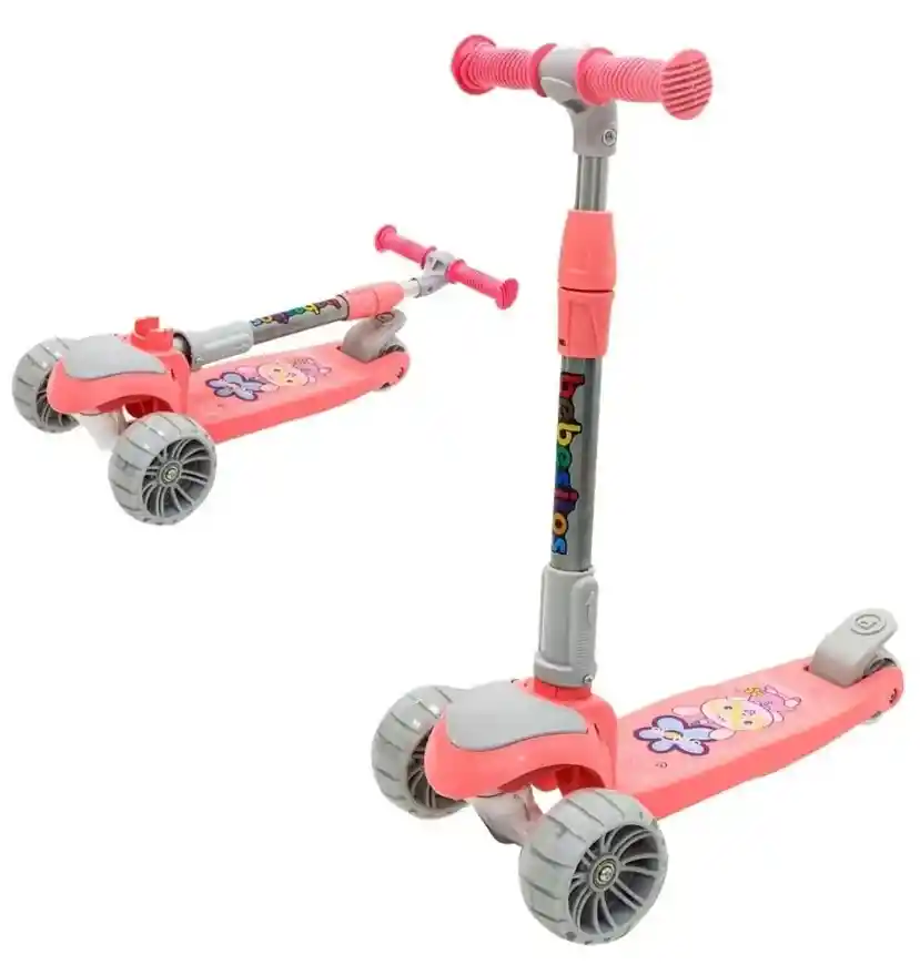 Patineta Scooter Ecualizable Bebesitos Llanta Ancha Y Luces Rosa