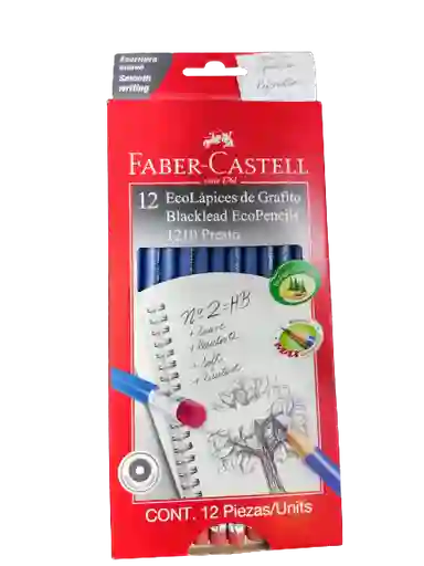 Caja Lapiz Faber Castell Hb #2 X12 Negro Diseño Azul