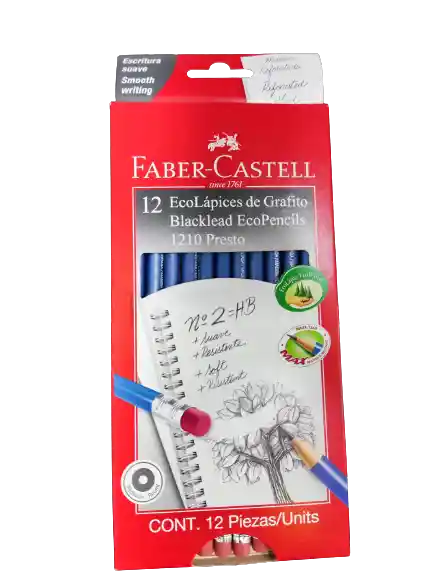 Caja Lapiz Faber Castell Hb #2 X12 Negro Diseño Azul