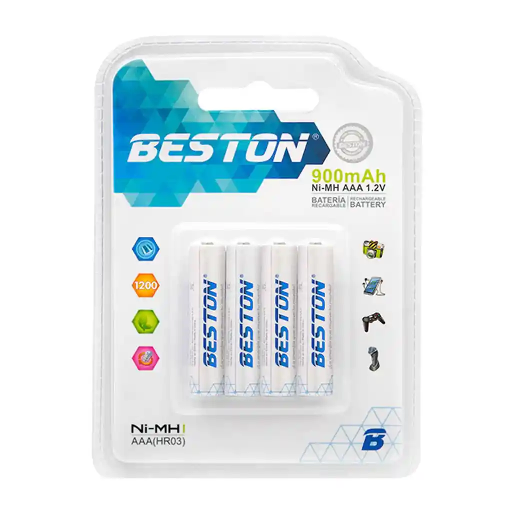 Baterias Beston Aa/aaarecargable X 4 Pack + Cargador Pila