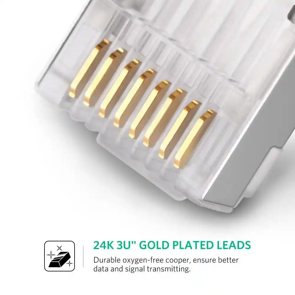 Conector Rj45 Chapado Oro Cable Red Alto Rendimiento X10
