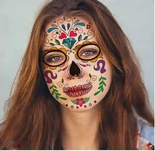 Tatuaje Temporal Catrina Mexicana Halloween Maquillaje