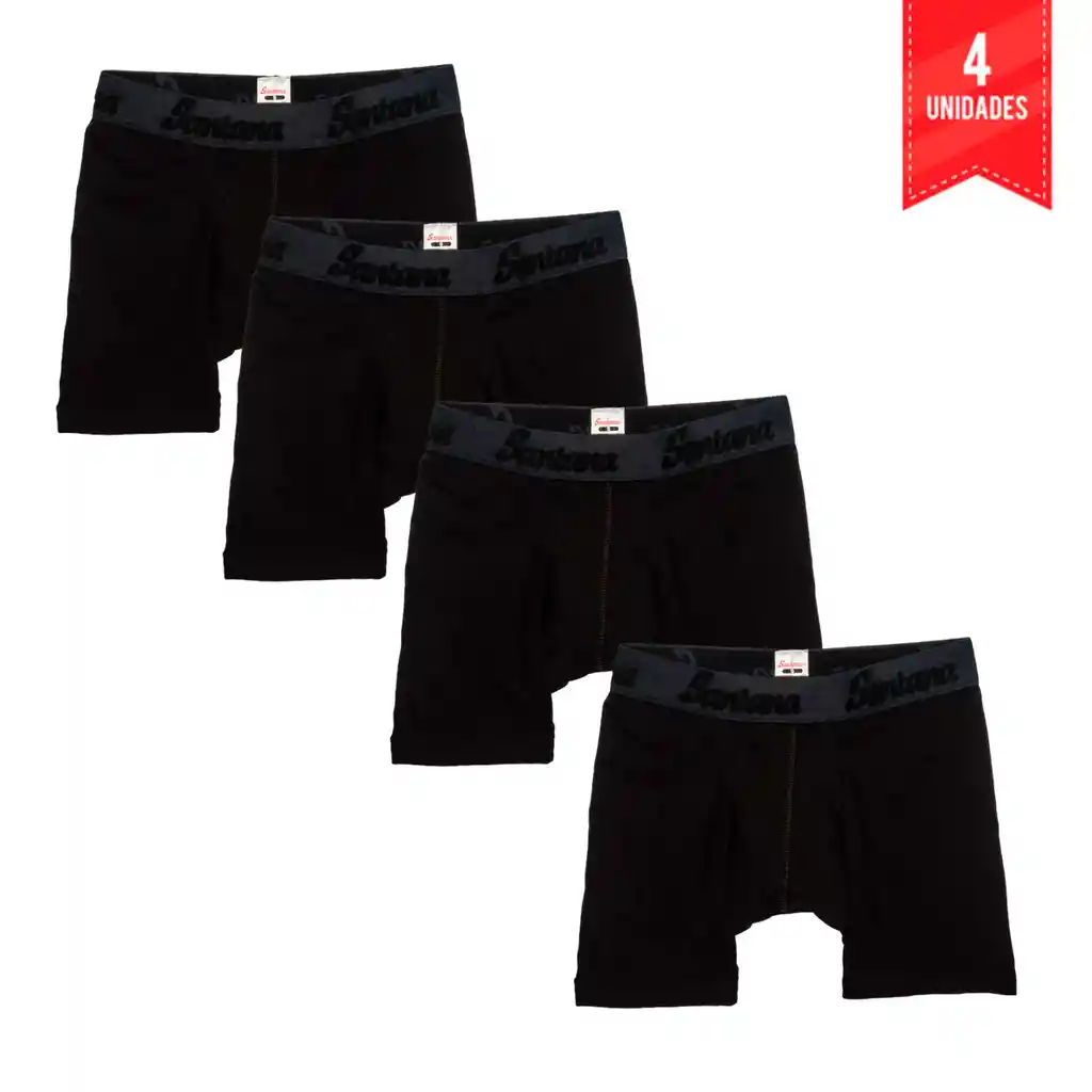 Combo X4 Bóxer Largo Hombre Xl Negro