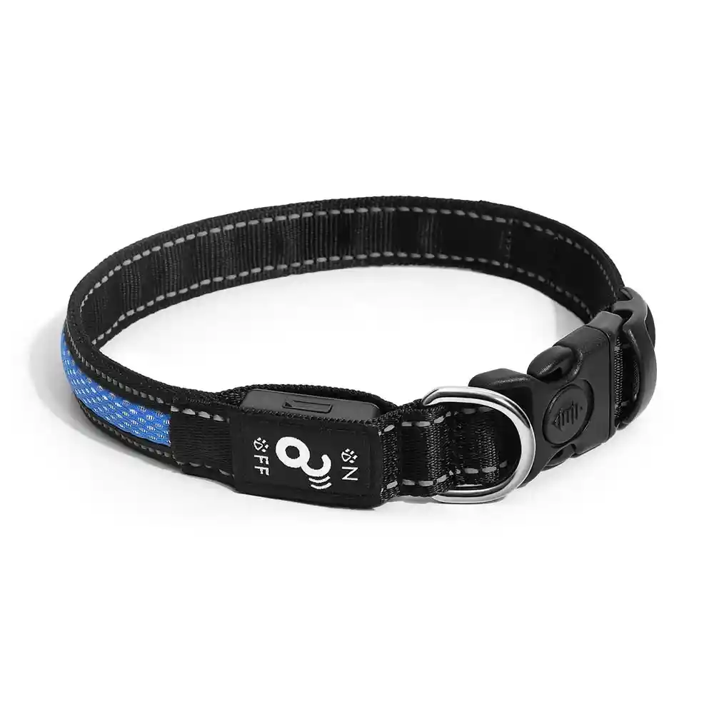 Collar De Perro Led 3 Funciones Azul Para Perros Medianos