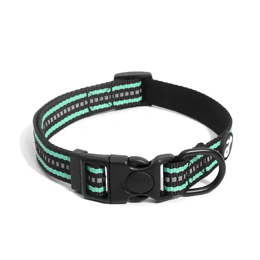Mimo - Collar De Perro Reflectivo Negro Y Verde Para Perros Grandes