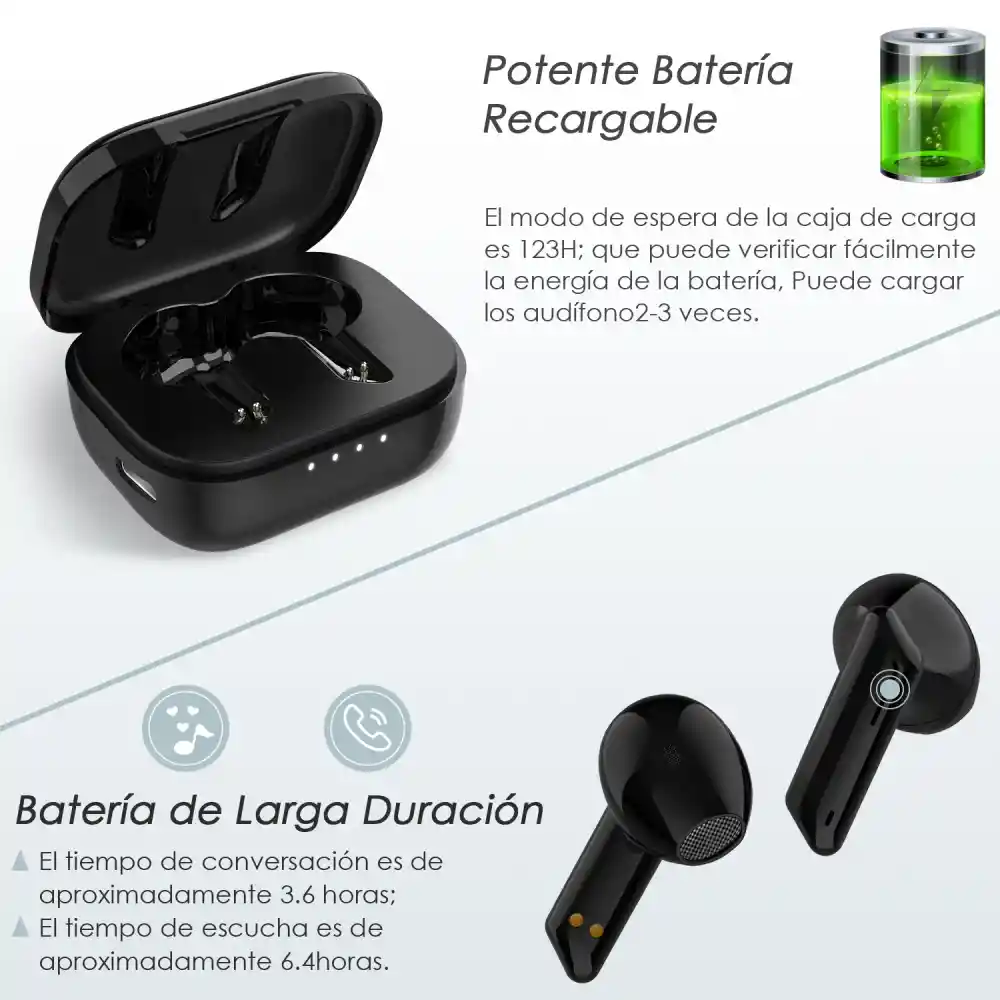 Audífonos Bluetooth In-ear 6 Horas De Bateria Aut200 1hora