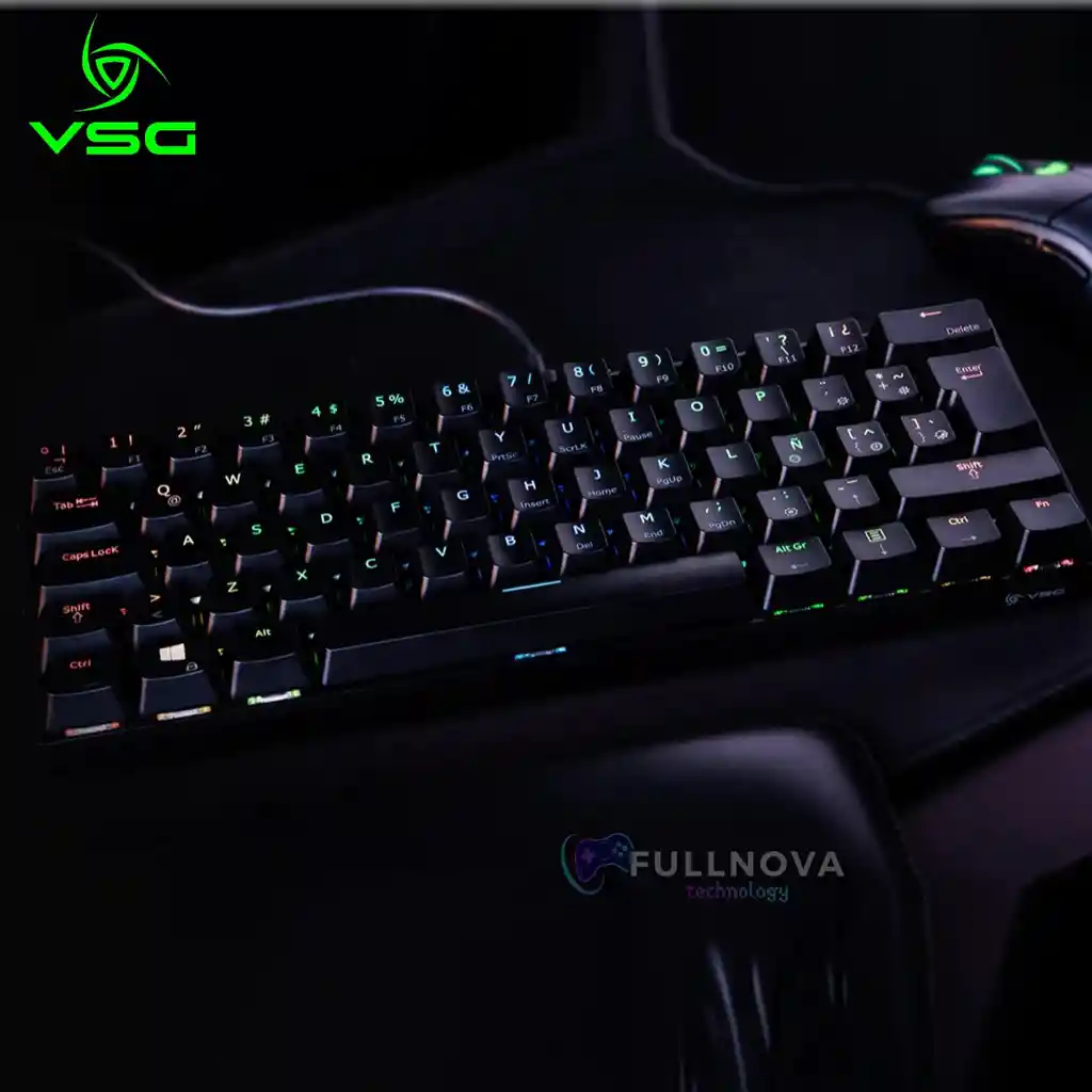 Teclado Mecánico Gamer Vsg Mintaka Black Switch Kailh Brown Formato 60% Español