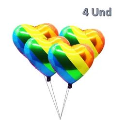 4 Globos Metalizados Corazón Multicolor 56cm