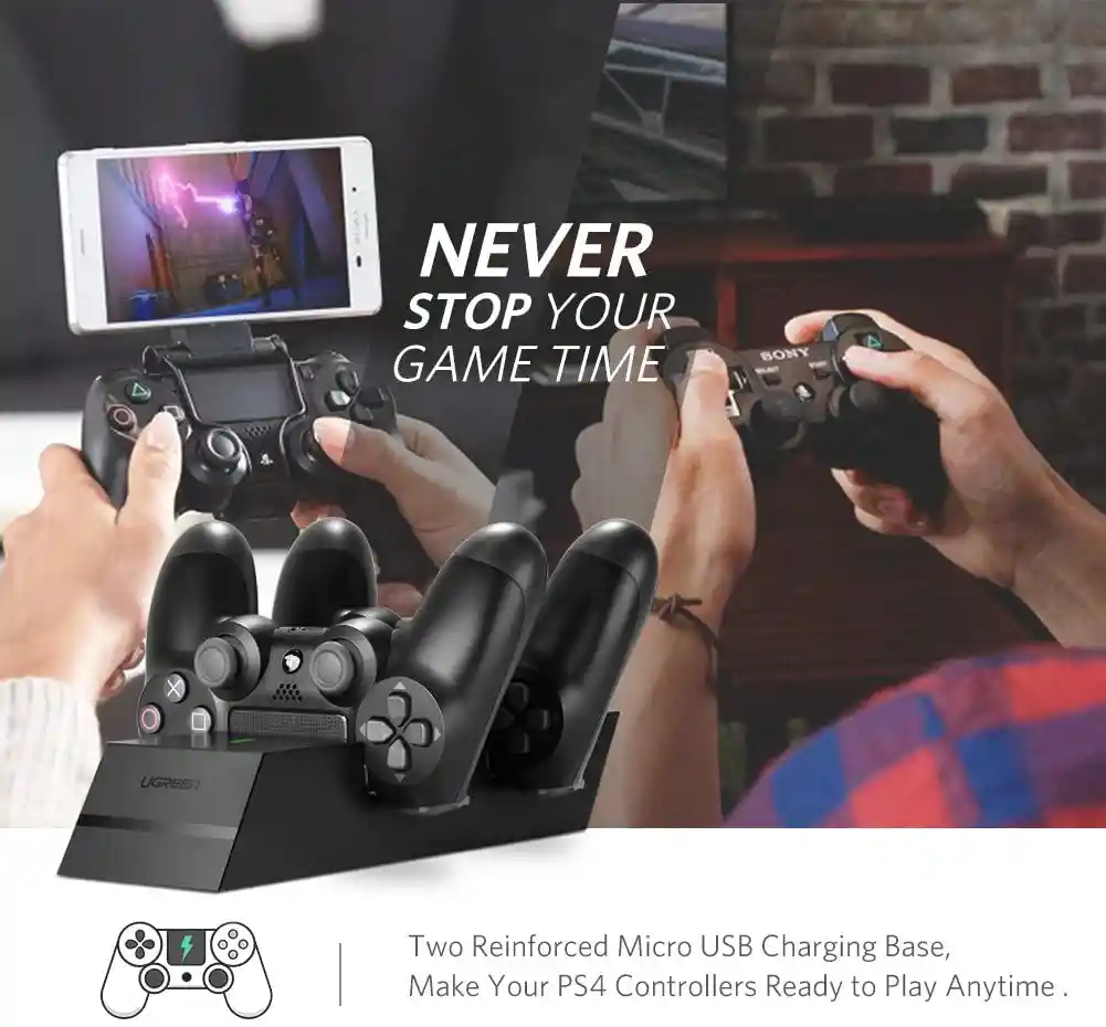 Cargador Controles Ps4 Premium Carga Rápida