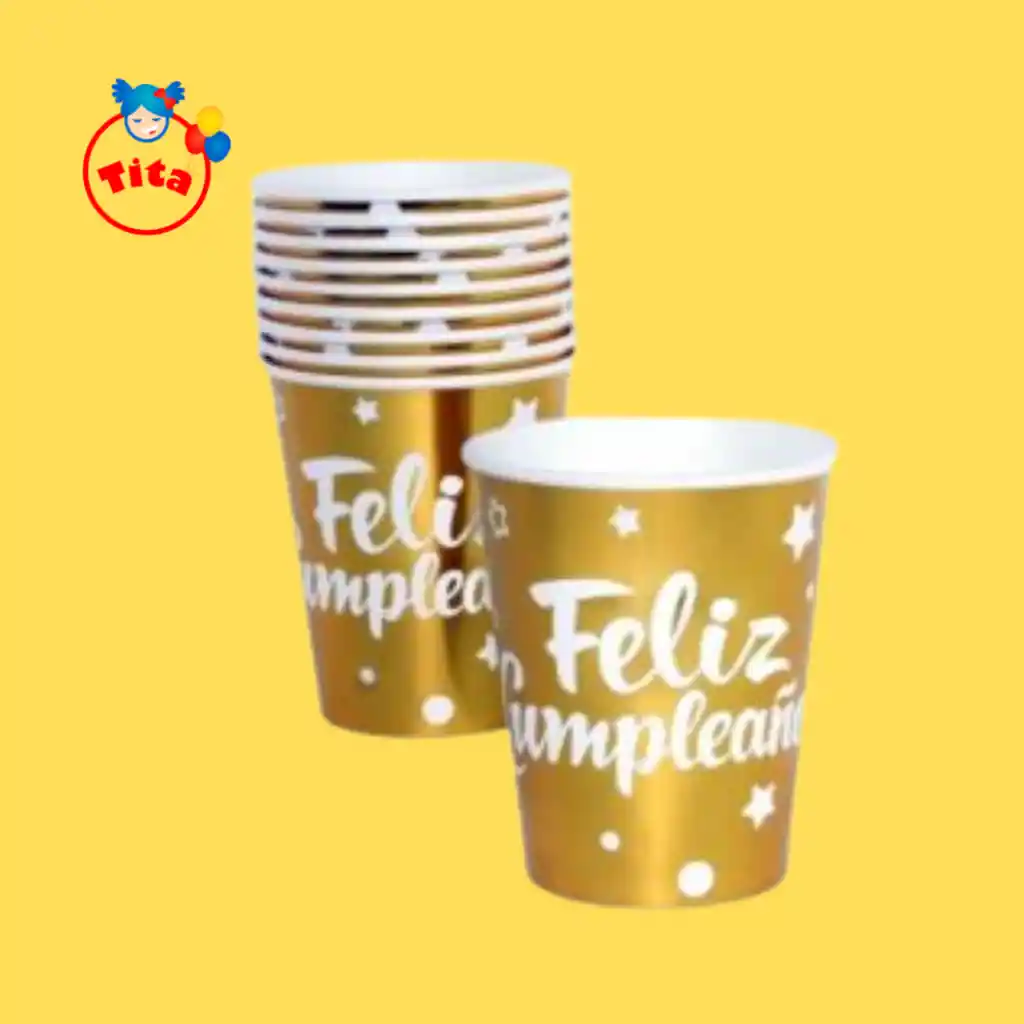 Vaso Dorado Feliz Cumpleaños