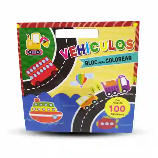 Libro Para Colorear Vehiculos Incluye 100 Stickers