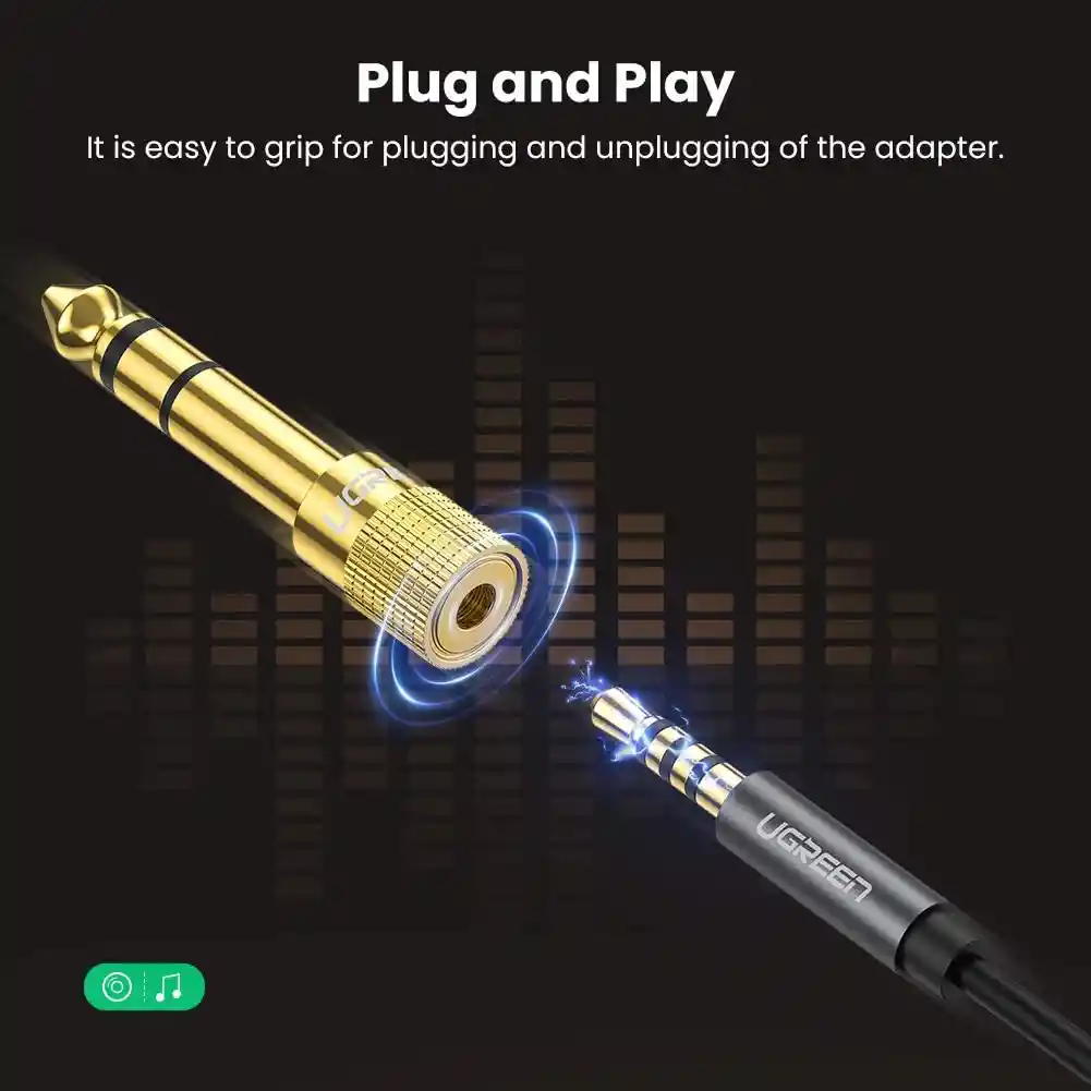 Convertidor Plug Microfono Jack 3.5 Mm A 6.3 Chapado En Oro