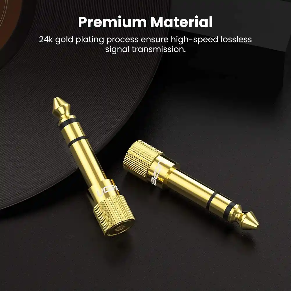 Convertidor Plug Microfono Jack 3.5 Mm A 6.3 Chapado En Oro