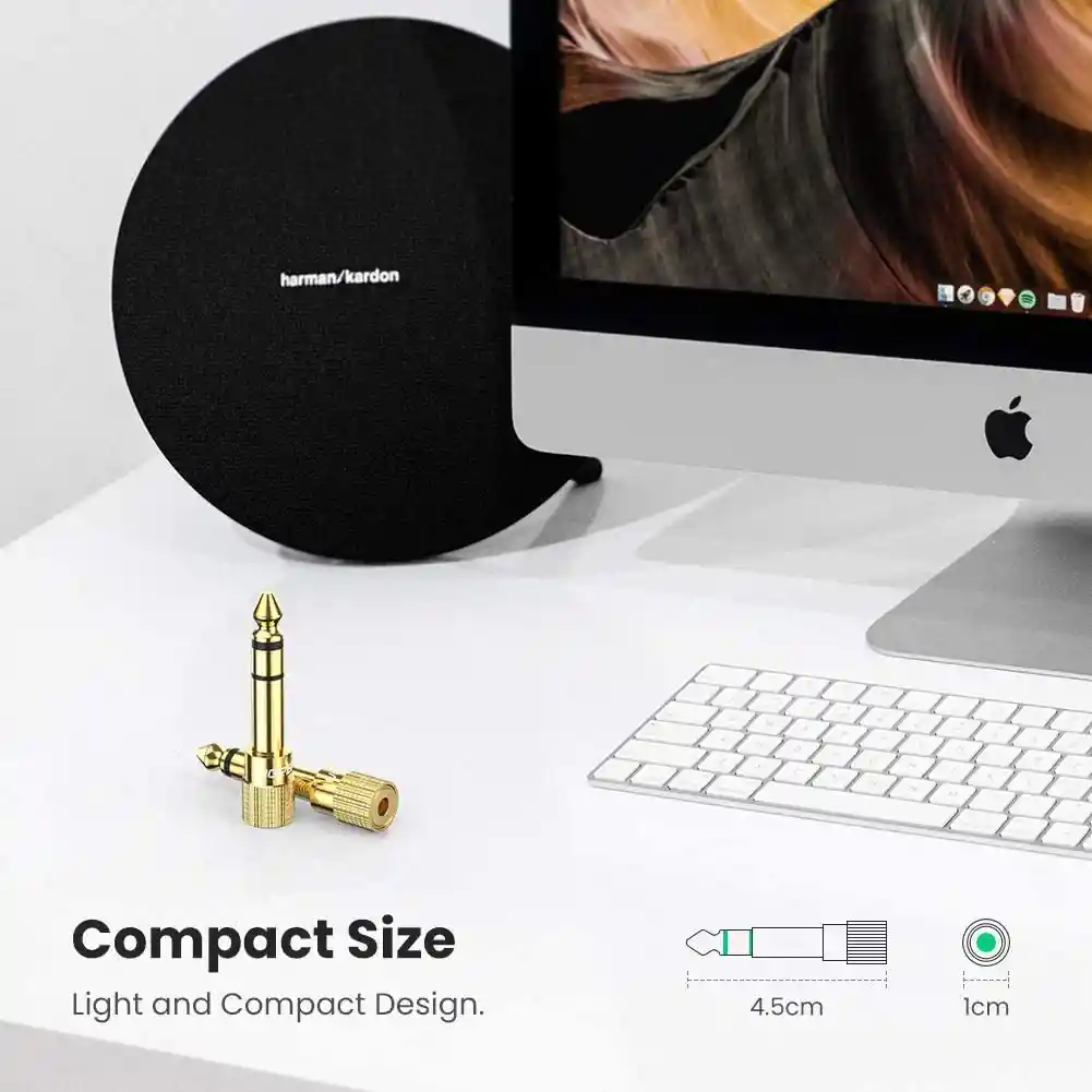 Convertidor Plug Microfono Jack 3.5 Mm A 6.3 Chapado En Oro