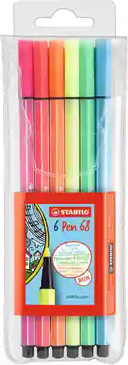 Plumones Stabilo Original Color Neón X 6 Rotuladores Marcadores Pen 68
