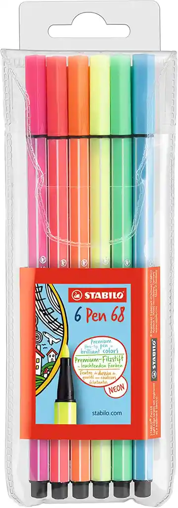 Plumones Stabilo Original Color Neón X 6 Rotuladores Marcadores Pen 68