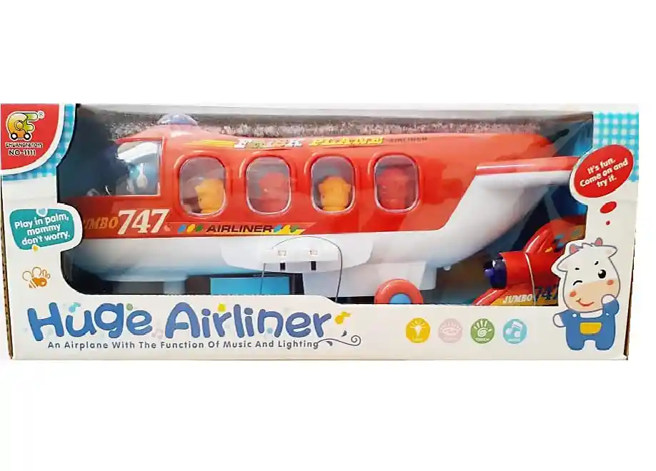 Juguete Avión Con Luz Y Música Para Niños Color Rojo Rf. 1111	