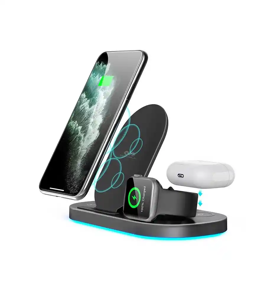 Cargador Inalambrico 3 En 1 Para Celular