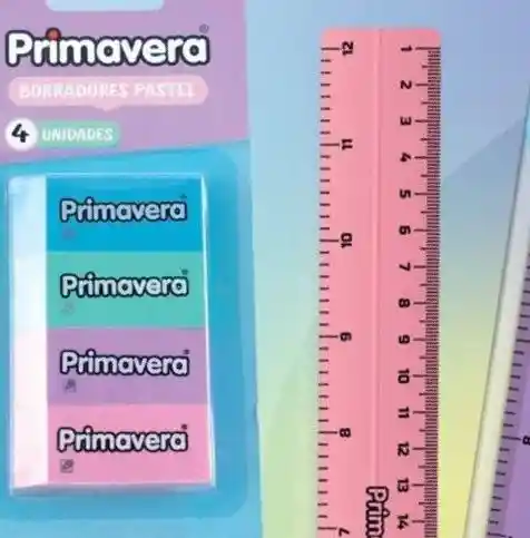 Borrador Primavera Pastel Blister X4 Uds