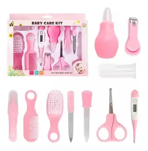 Kit Aseo Para Bebe 10 Piezas Sdb Rosado