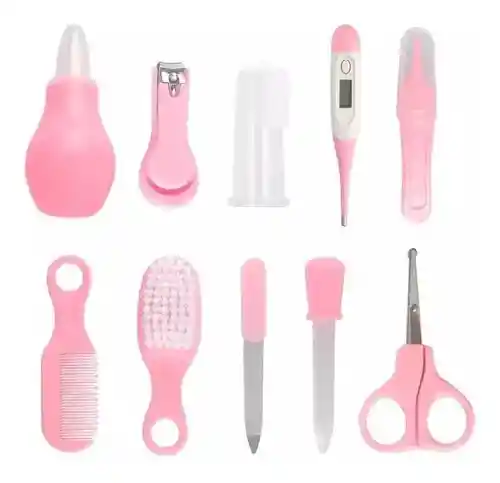 Kit Aseo Para Bebe 10 Piezas Sdb Rosado