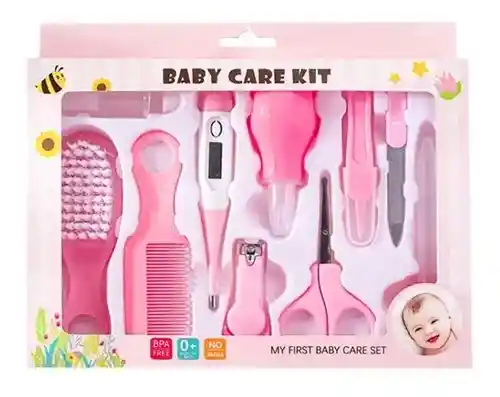 Kit Aseo Para Bebe 10 Piezas Sdb Rosado