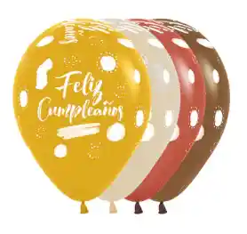 Bombas Globo Biodegradable De Latex Terra Feliz Cumpleaños R12