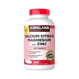 Kirkland Citrato De Calcio Magnesio Y Zinc Con Vitamina D3 500 Tabletas